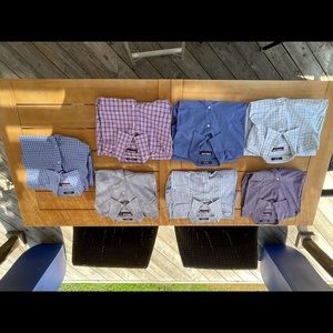 7, 18/35 Kirkland long sleeved dress shirts.